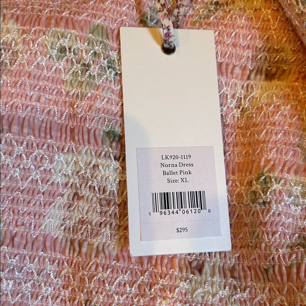 NWT LOVESHACK FANCY norna Pink Floral smocked Dress in ballet pink size XL - Picture 6 of 12